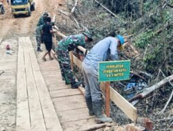 TMMD Kodim 0106 Bangun Jembatan Penghubung di Linge, Progres Capai 80 Persen