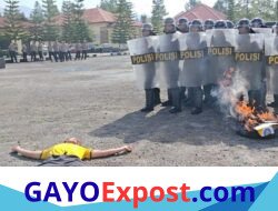 Polres Bener Meriah Gelar Simulasi Sispamkota, Tingkatkan Kesiapsiagaan Personel Hadapi Unjuk Rasa