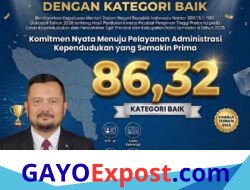 Disdukcapil Aceh Tengah Tembus Tiga Besar Terbaik di Aceh, Raih Nilai 86,32 Tingkat Nasional