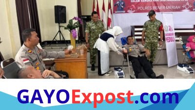 Polres Bener Meriah Sumbang 48 Kantong Darah di Hari Bhayangkara ke-80