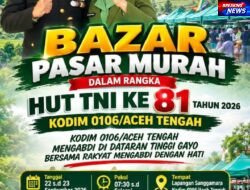 Sambut HUT ke-81 TNI, Kodim Aceh Tengah Gelar Bazar Murah, Warga Serbu Kebutuhan Pokok