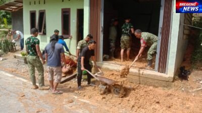 BPBD, Personil Kodim 0118/Subulussalam dan Warga Gotong Royong Bersihkan Rumah Tertimbun Longsor di Lae Ikan